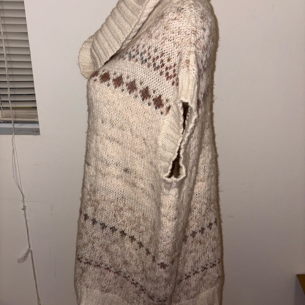 Free People Ivory Cowl Neck Knit Pullover Sweater Size L - Picture 4 of 6
